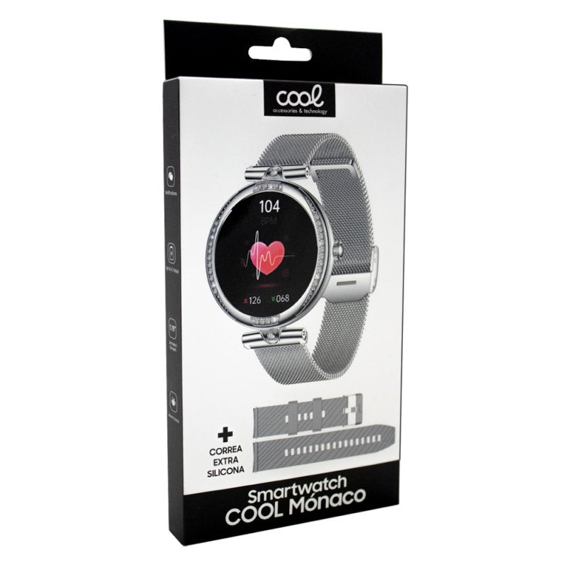 Smartwatch COOL Mónaco + 2 Correias (AMOLED, Chamadas, Esporte, Saúde) Cinza