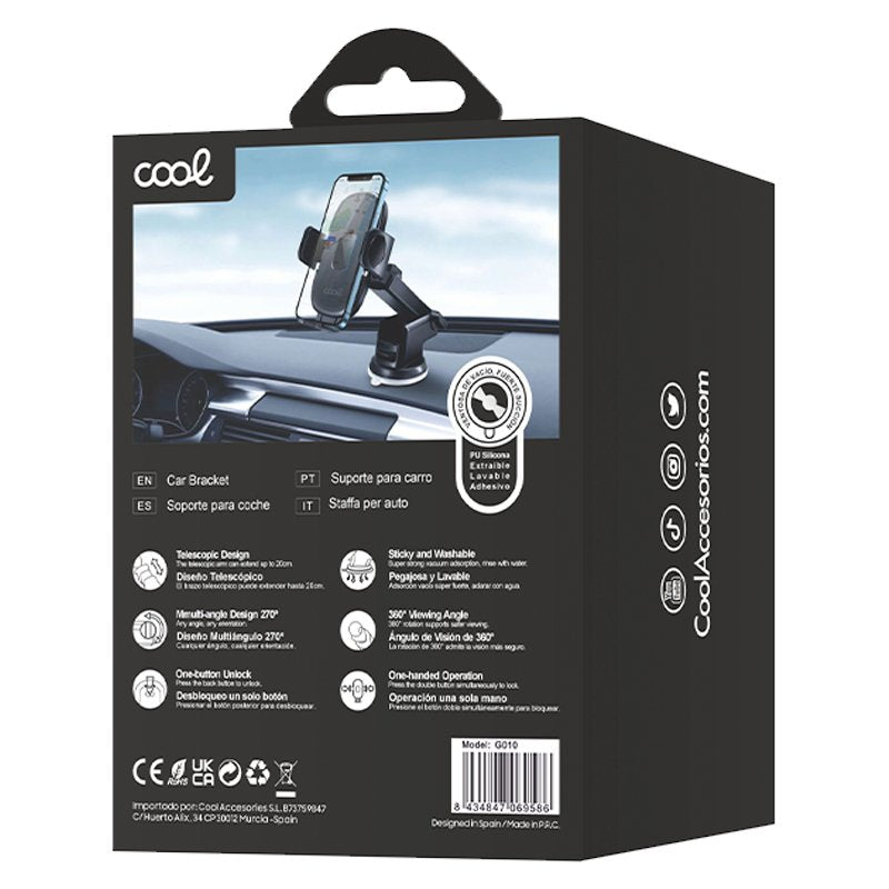 Suporte Universal para Carro COOL Ventosa One Click Preto