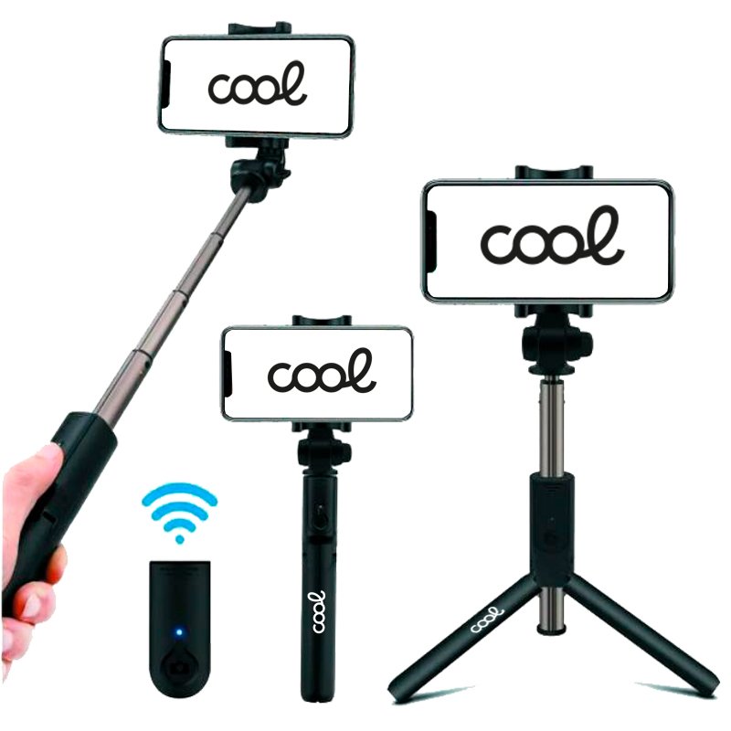 Suporte para tripé extensível universal COOL + controle remoto Bluetooth para selfie