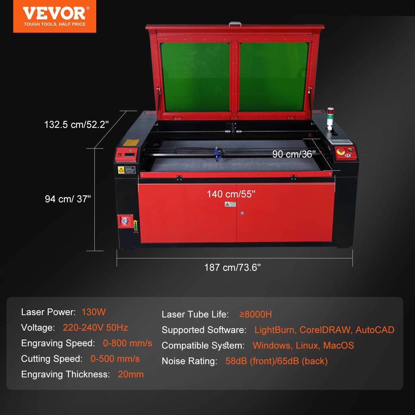 VEVOR KH1490 130W CO2 900 x 1400 mm