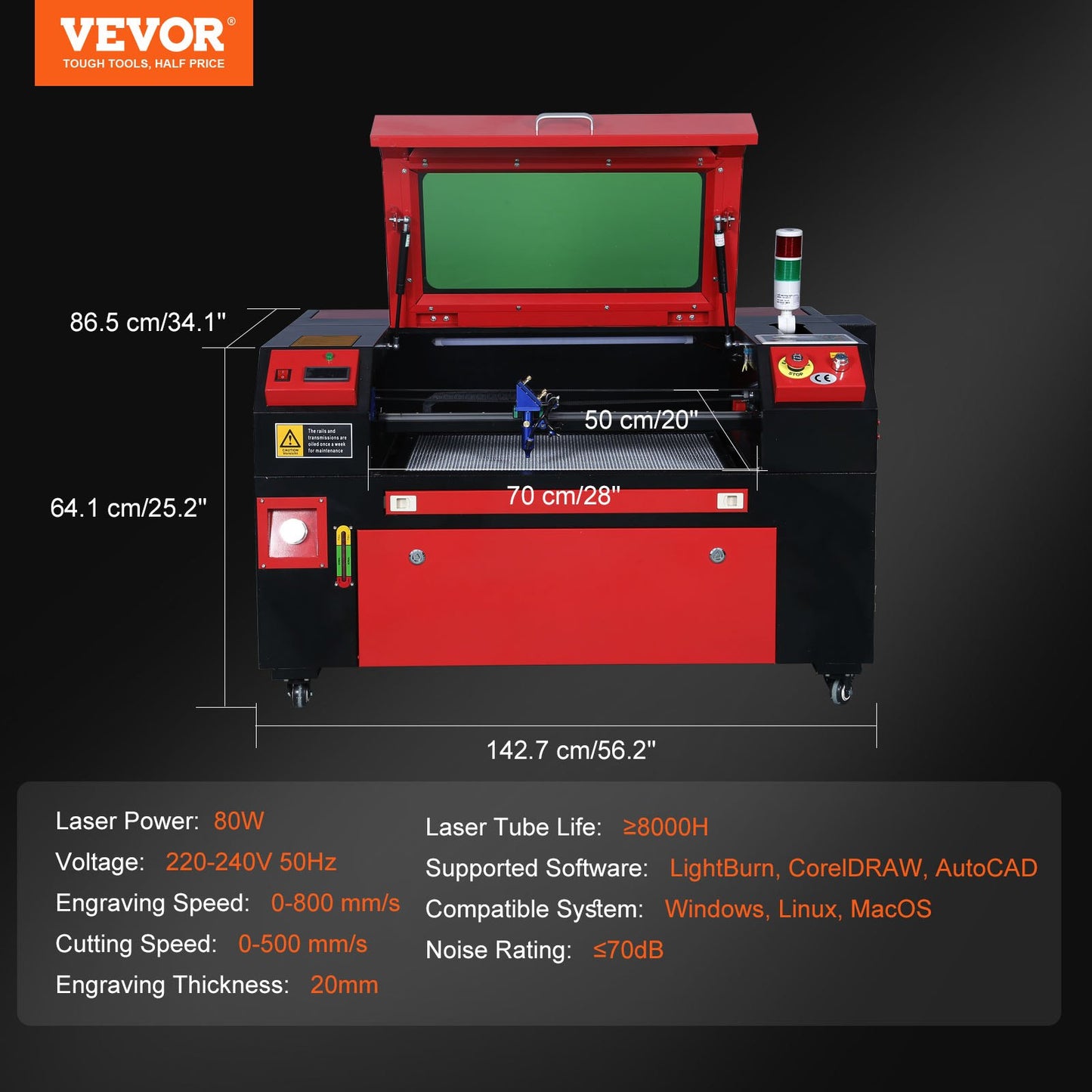VEVOR KH7050 80W CO2 500 x 700 mm