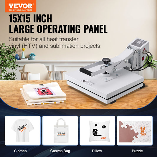 Prensa Térmica VEVOR 380x380mm para Sublimação