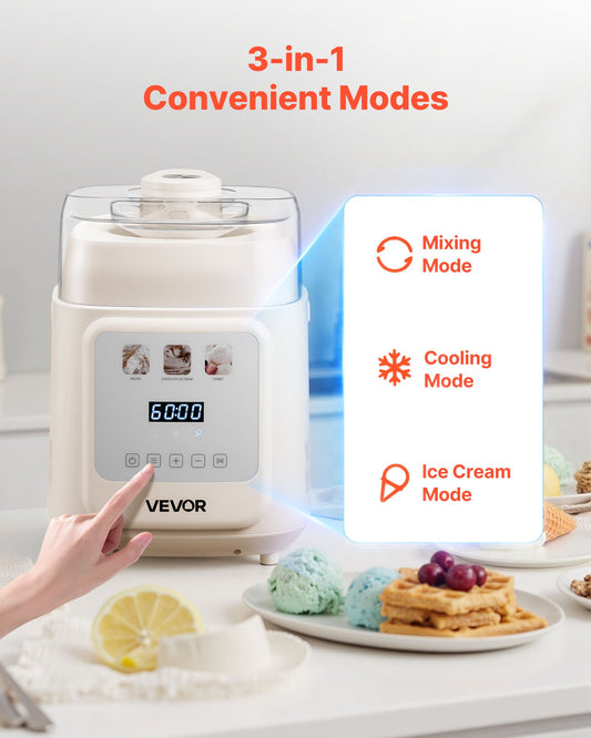 Máquina de Gelados Automática VEVOR 1L com Compressor