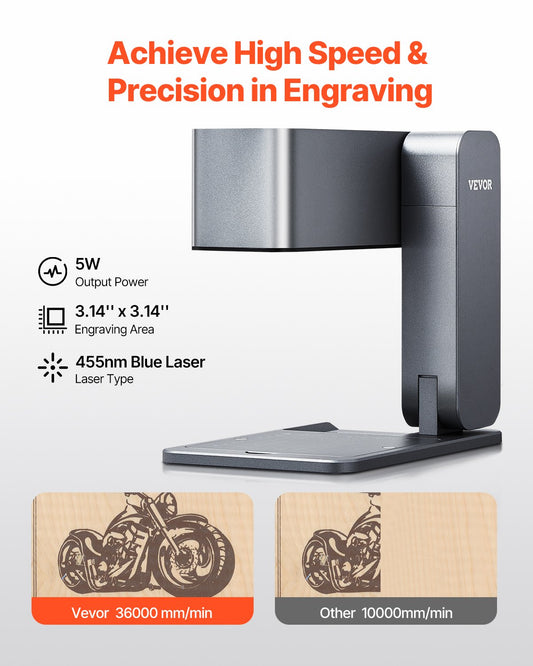 Gravador Laser Portátil VEVOR 5W Alta Velocidade