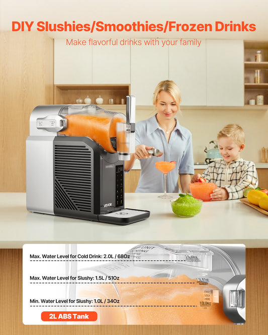 Máquina Slushie VEVOR 2L com 6 Programas e Autolimpeza