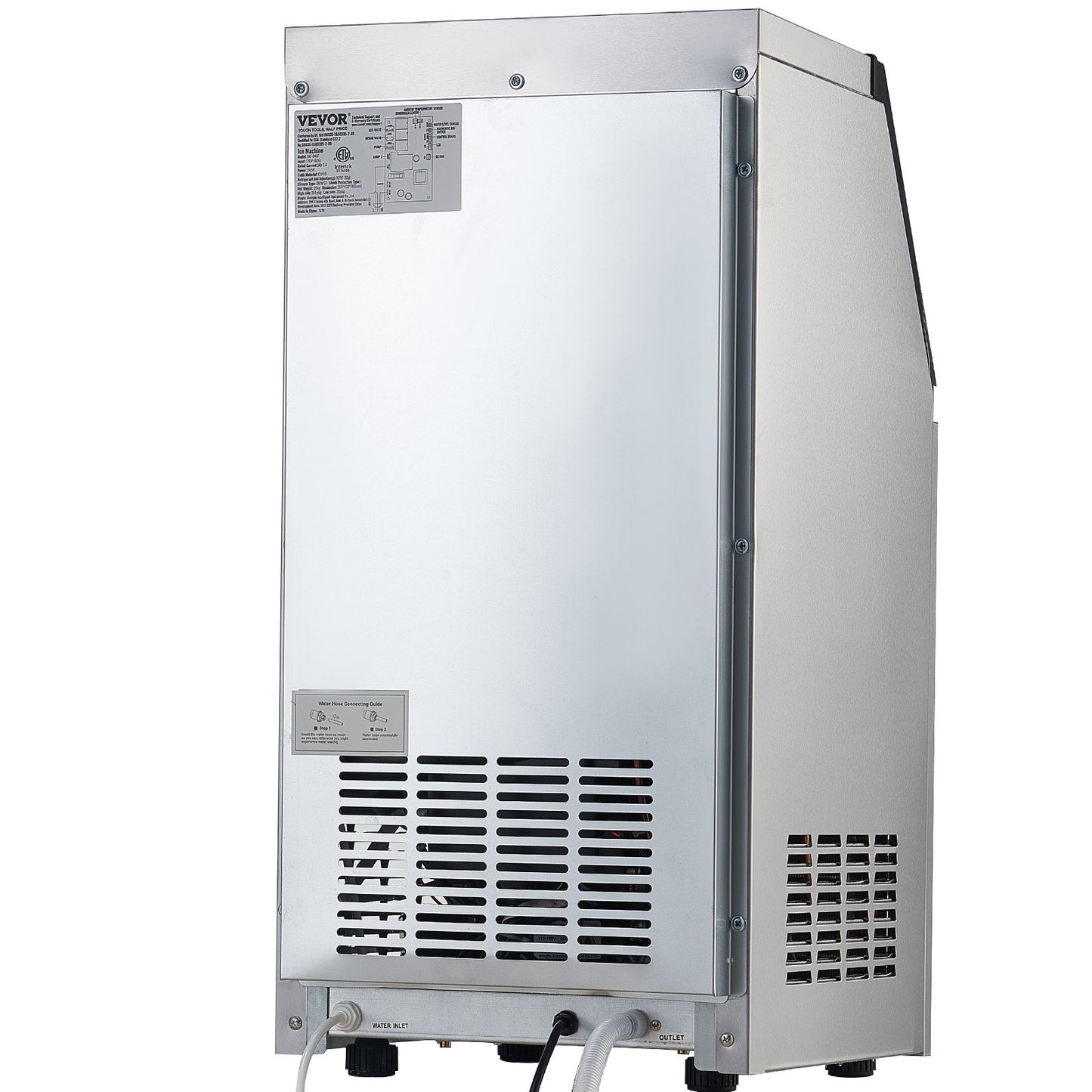 Máquina de Gelo Comercial VEVOR 80lbs/24H com Display LED