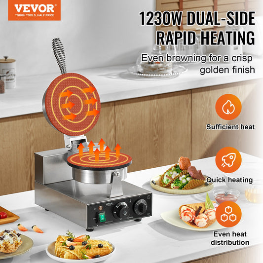 Máquina Elétrica para Cone de Gelado VEVOR 1230W Profissional