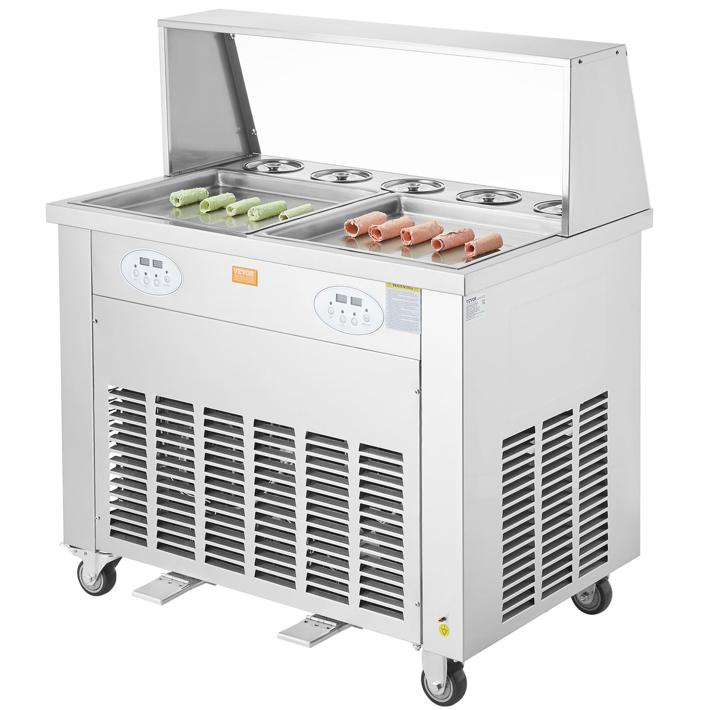 Máquina Comercial de Gelado Frito VEVOR com 2 Placas
