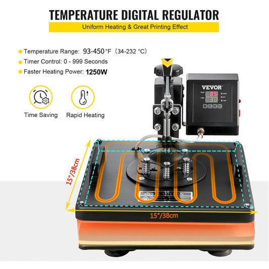 Máquina de Transferência Térmica 8 em 1 VEVOR 380x380mm