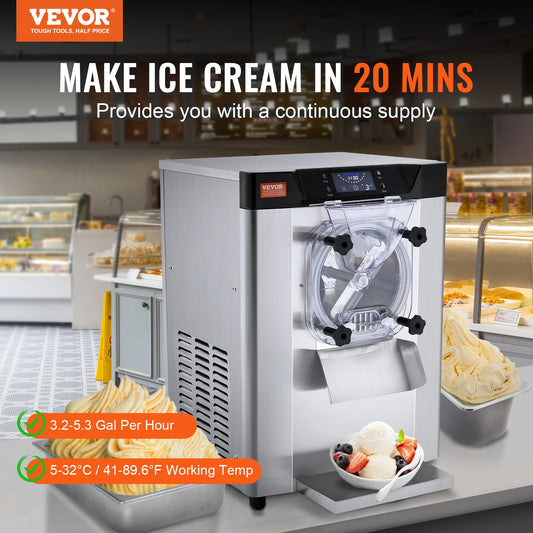 Máquina de Gelados Comercial VEVOR 12L/H, 1295W, 4.5L