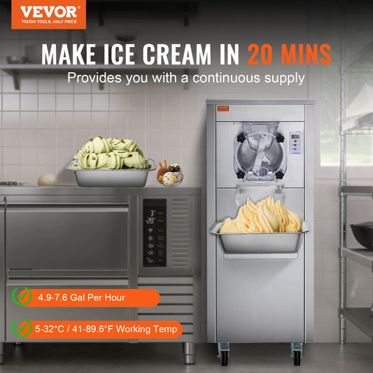 Máquina Comercial de Gelados VEVOR 18L/H 1600W