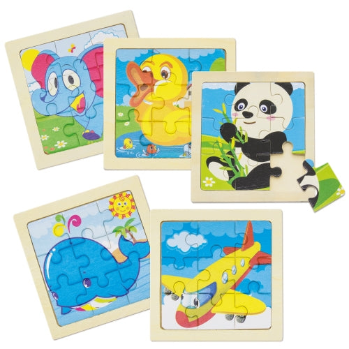 Conjunto 5 Puzzles de Madeira Natural