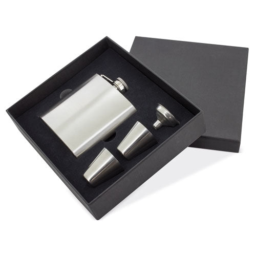 Set Petaca e Copos de Aço Inoxidável