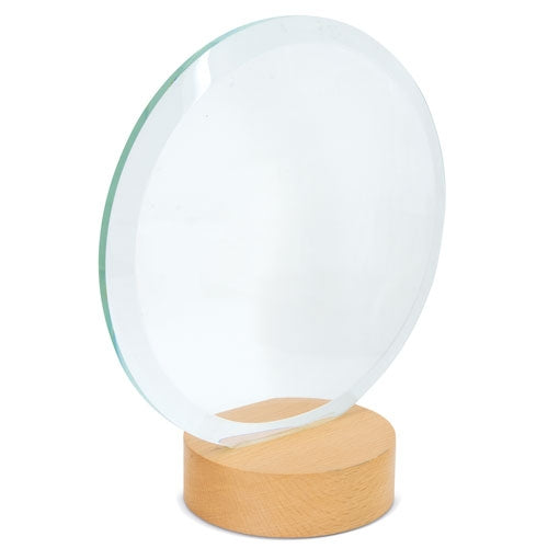 Troféu Circular em Cristal e Madeira