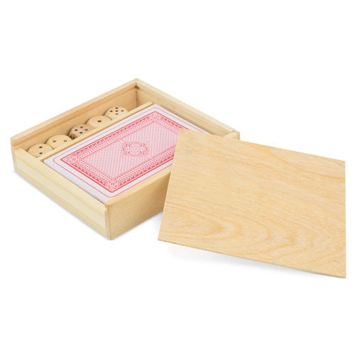 Set de Madeira com Baralho e Dados