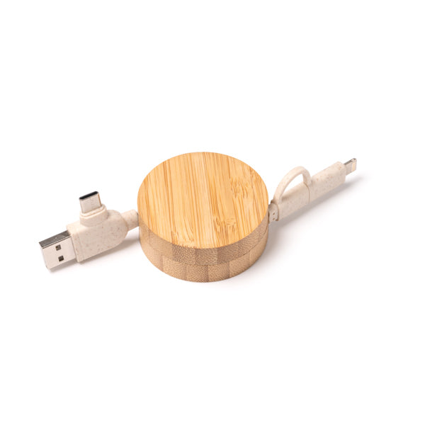 Carregador Sem Fios em Bambu com Luz LED