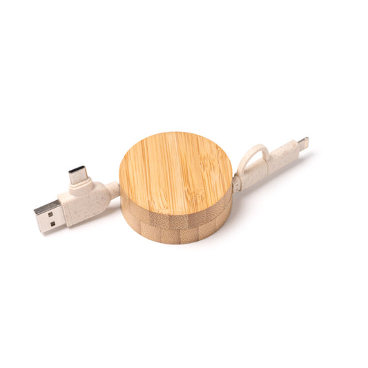 Carregador Sem Fios em Bambu com Luz LED