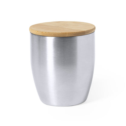Copo Térmico Inox 280ml com Tampa de Bambu
