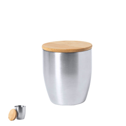 Copo Térmico Inox 280ml com Tampa de Bambu