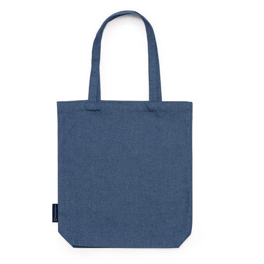 Saco Tote em Algodão Azul com Alças Longas
