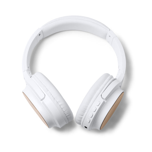 Auriculares Bluetooth Brancos com Almofadas de Couro Sintético
