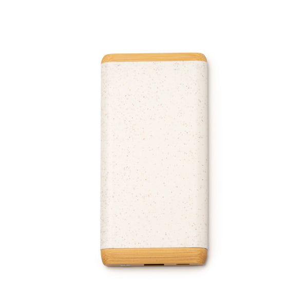Powerbank de Alumínio 10000mAh com Acabamento em Bambu