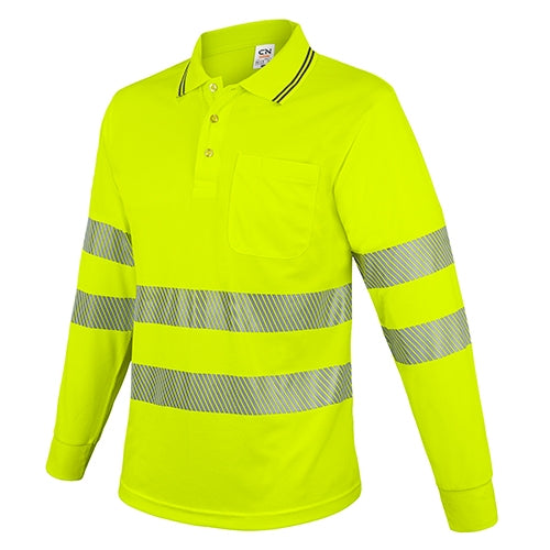 Polo Manga Longa com Bandas Reflectoras Amarelo