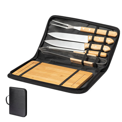Set Barbecue Craxton com 6 Acessórios em Metal e Madeira