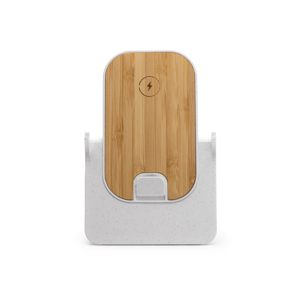 Carregador Sem Fios em ABS com Base em Bambu