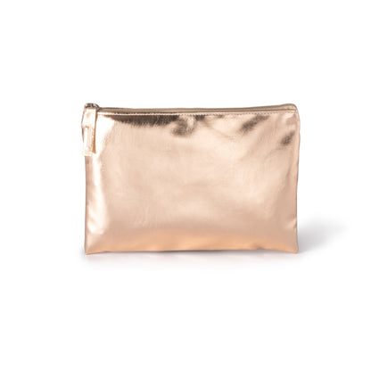 Necessaire em Sintético Prateado com Fecho em Metal