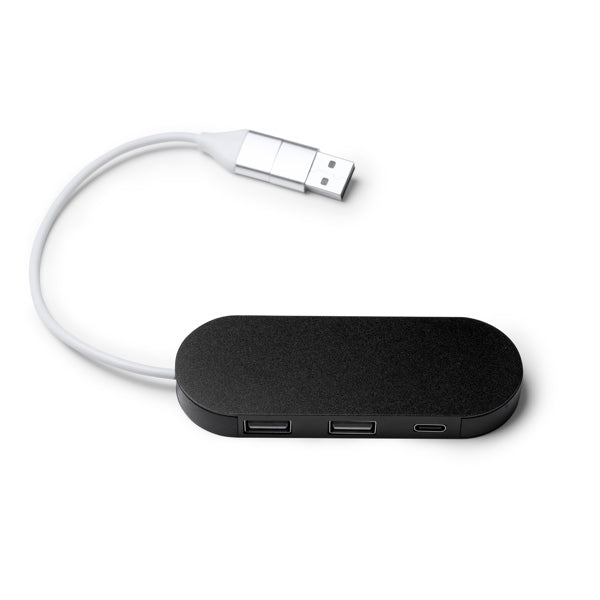 Adaptador USB em Plástico com 2 Portas USB-A e USB-C