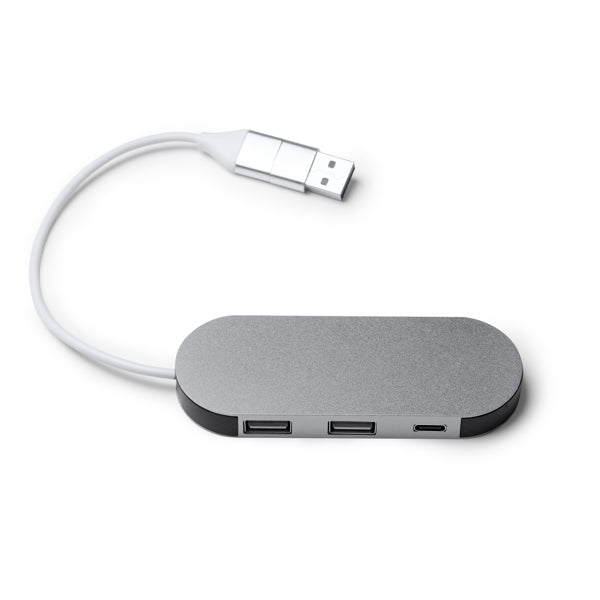 Adaptador USB em Plástico com 2 Portas USB-A e USB-C