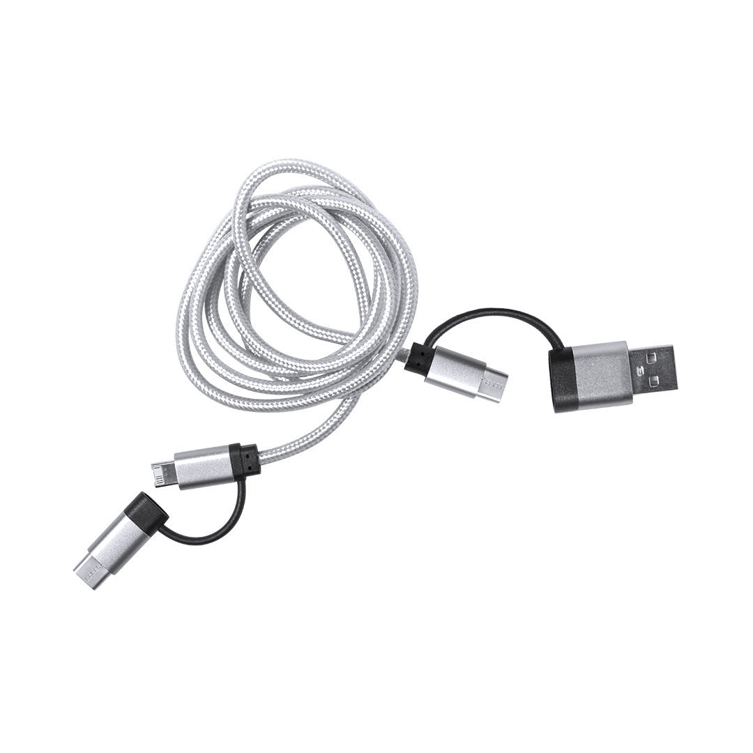 Cabo Carregador Dual Micro USB/Lightning e Tipo C 100cm