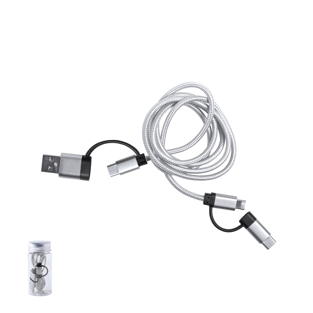 Cabo Carregador Dual Micro USB/Lightning e Tipo C 100cm