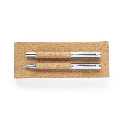 Conjunto Caneta e Roller Nature em Cortiça e Metal
