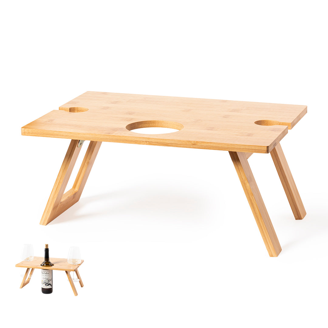 Mesa Dobrável para Amantes do Vinho em Bambu