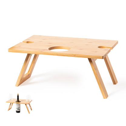 Mesa Dobrável para Amantes do Vinho em Bambu