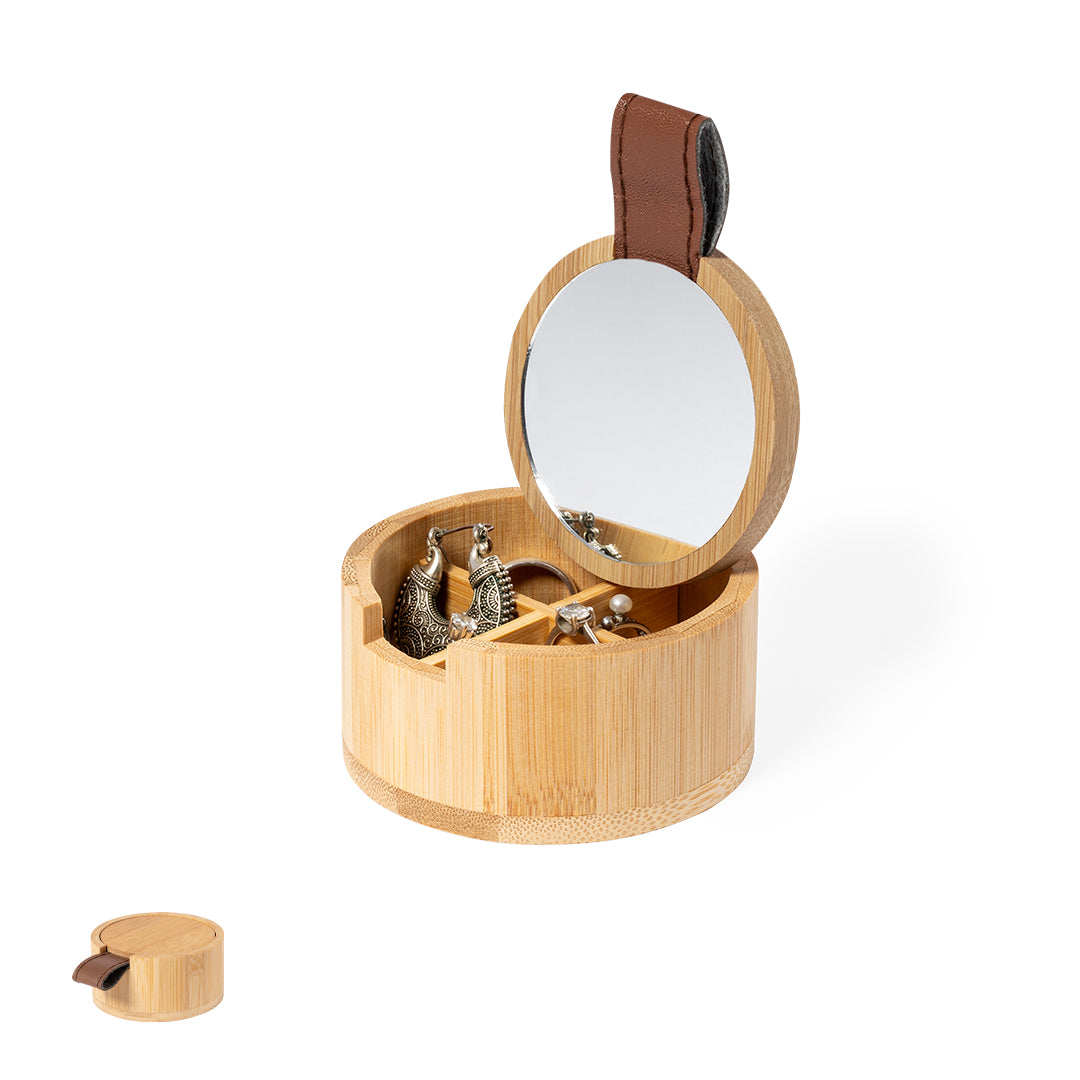 Caixa de Joias Natural em Bambu com Espelho