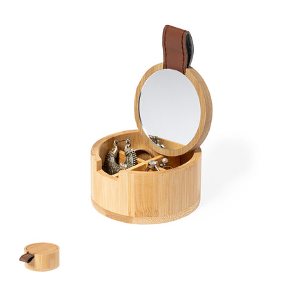 Caixa de Joias Natural em Bambu com Espelho