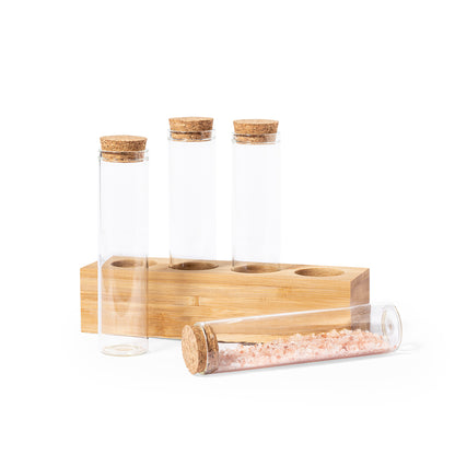 Conjunto de Especiarias Nature com Suporte em Bambu