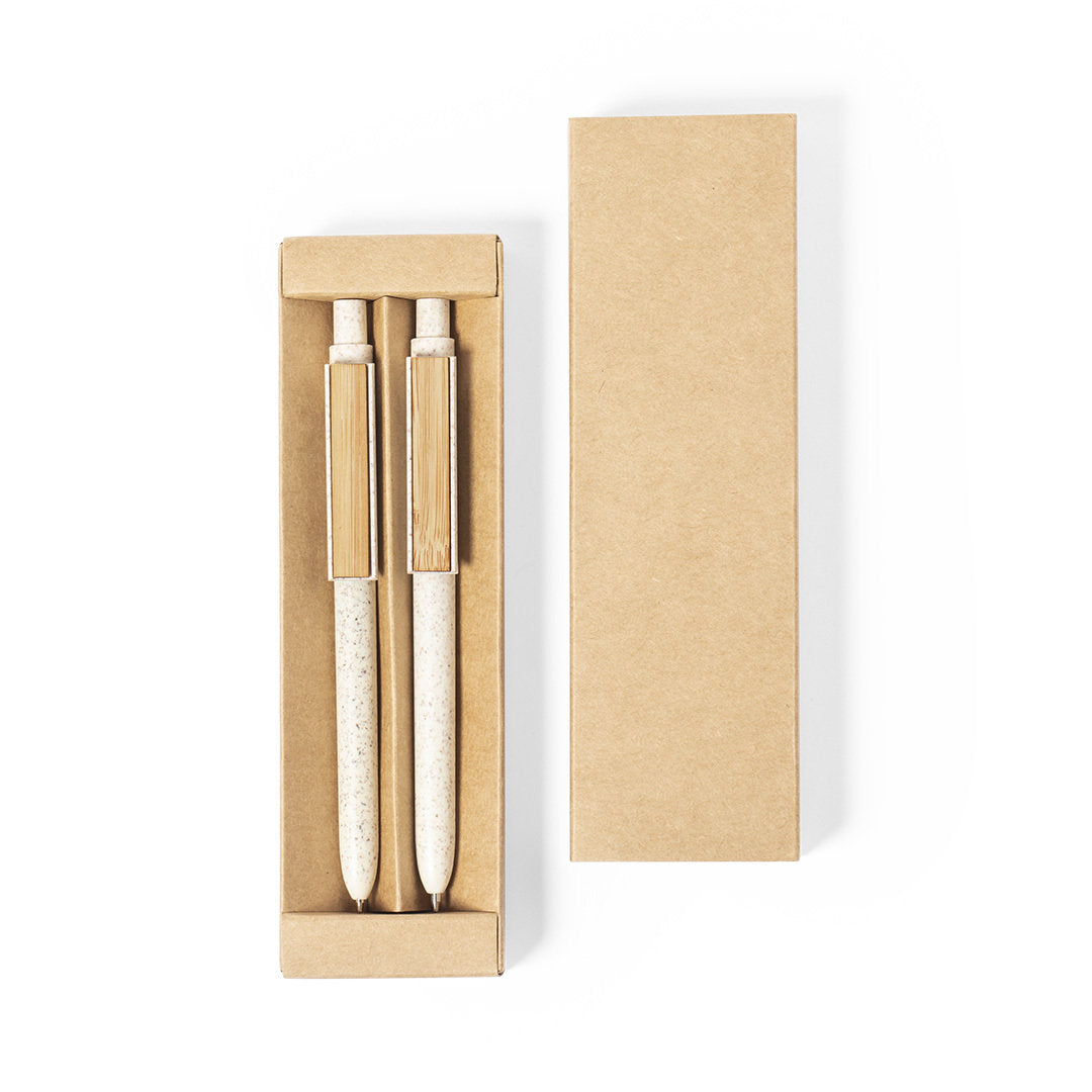 Conjunto Caneta e Portaminas Nature em Bambu e Cânhamo