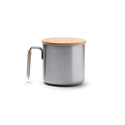 Caneca de Cerâmica Preta com Tampa de Bambu 350ml