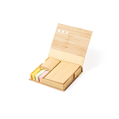 Porta-notas de Bambu com Notas Adesivas