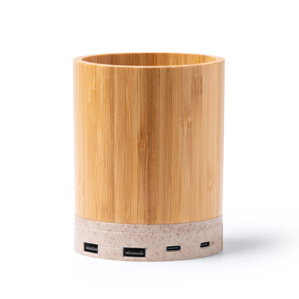 Carregador Sem Fios em Bambu com Luz LED