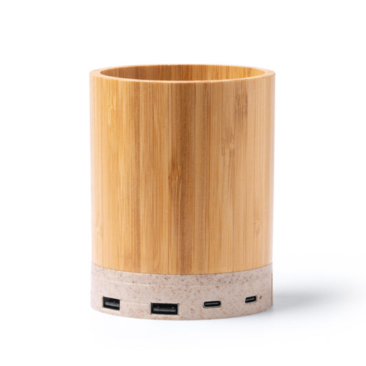 Carregador Sem Fios em Bambu com Luz LED