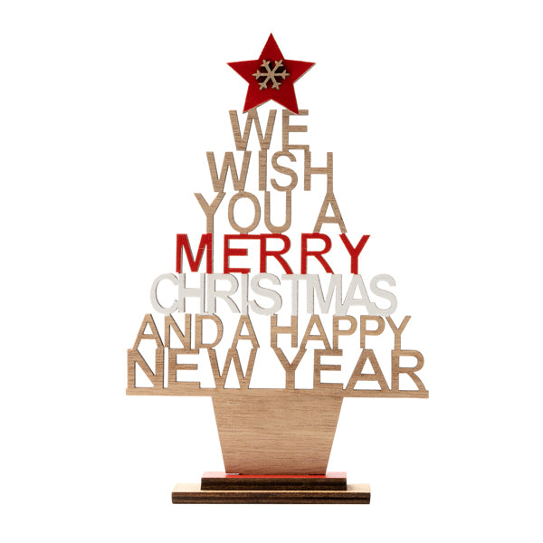Árvore de Natal em Madeira com Mensagem Festiva