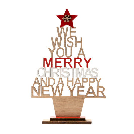 Árvore de Natal em Madeira com Mensagem Festiva