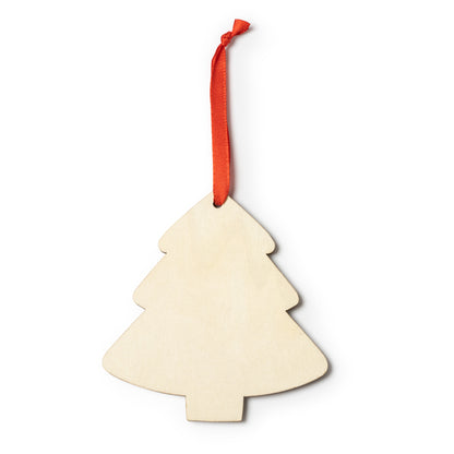 Enfeite de Natal em Madeira com Fita Vermelha