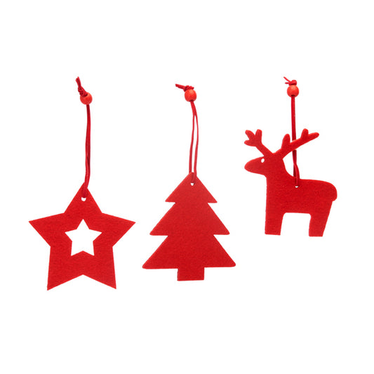 Decorações de Natal em Feltro Vermelho com Formas Variadas