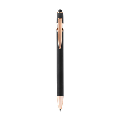 Caneta Metálica Roses Soft-Touch com Detalhes em Rosa Dourado